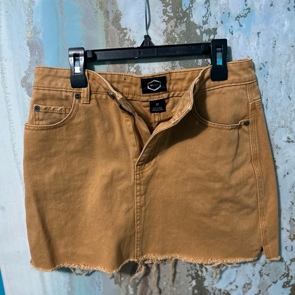 RVCA Brown Denim Mini Skirt